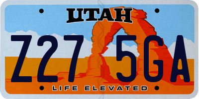UT license plate Z275GA