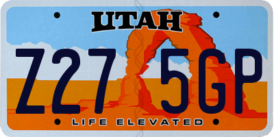 UT license plate Z275GP