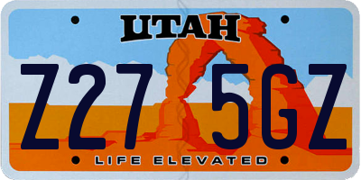 UT license plate Z275GZ