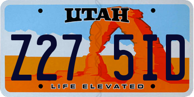 UT license plate Z275ID