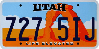UT license plate Z275IJ