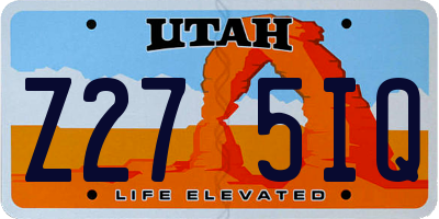 UT license plate Z275IQ