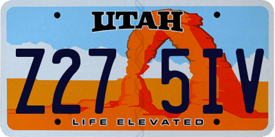 UT license plate Z275IV