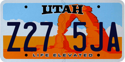 UT license plate Z275JA