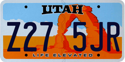 UT license plate Z275JR