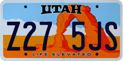 UT license plate Z275JS