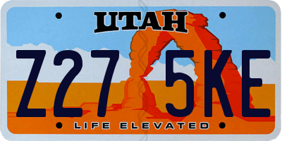 UT license plate Z275KE