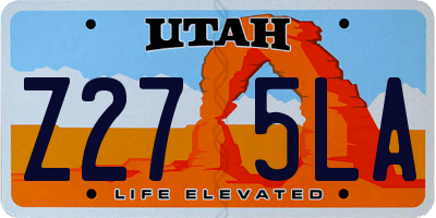 UT license plate Z275LA