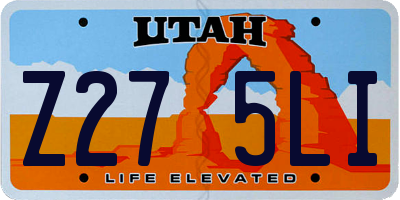 UT license plate Z275LI