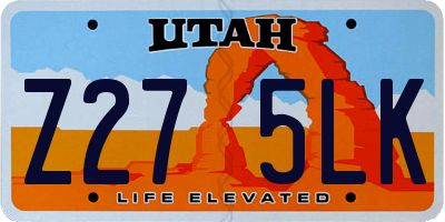 UT license plate Z275LK