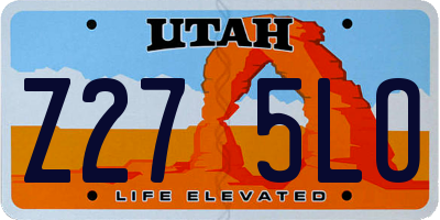 UT license plate Z275LO