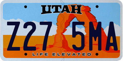 UT license plate Z275MA