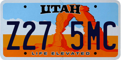UT license plate Z275MC