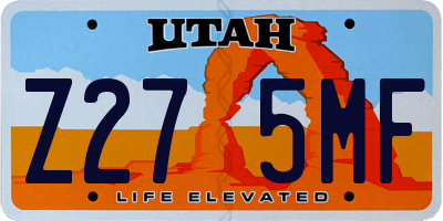UT license plate Z275MF