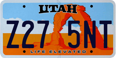 UT license plate Z275NT