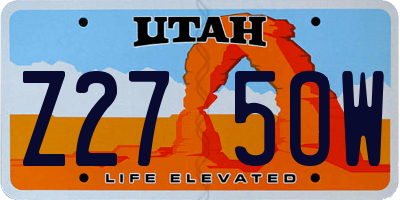 UT license plate Z275OW
