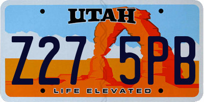 UT license plate Z275PB