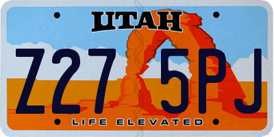 UT license plate Z275PJ