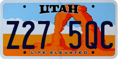 UT license plate Z275QC