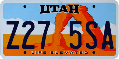 UT license plate Z275SA