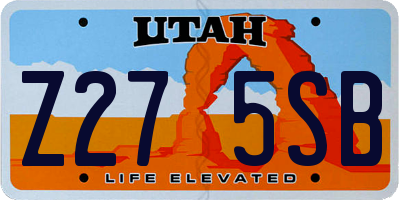 UT license plate Z275SB