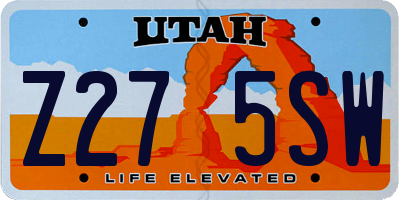 UT license plate Z275SW