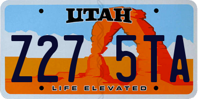 UT license plate Z275TA