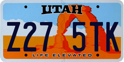 UT license plate Z275TK