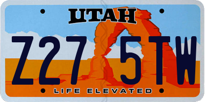 UT license plate Z275TW