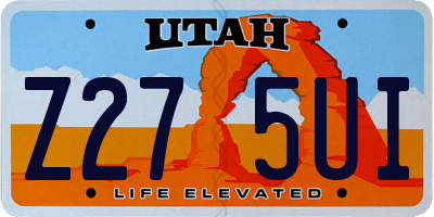 UT license plate Z275UI