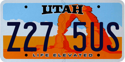 UT license plate Z275US