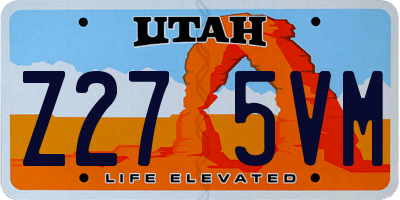 UT license plate Z275VM