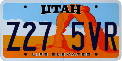 UT license plate Z275VR