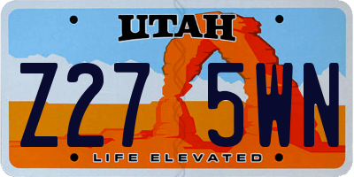 UT license plate Z275WN
