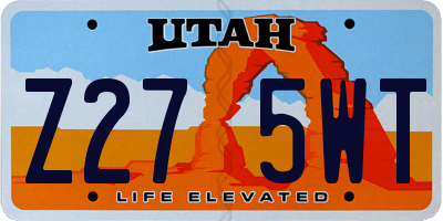 UT license plate Z275WT