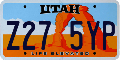 UT license plate Z275YP
