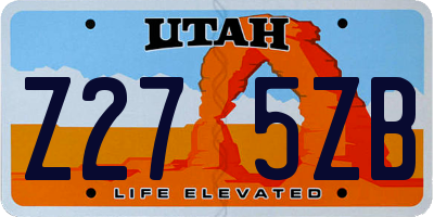 UT license plate Z275ZB