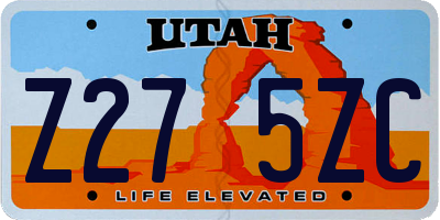 UT license plate Z275ZC