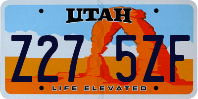 UT license plate Z275ZF