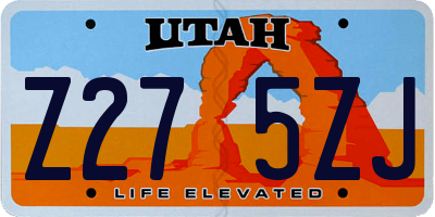 UT license plate Z275ZJ
