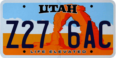 UT license plate Z276AC