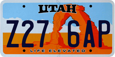 UT license plate Z276AP