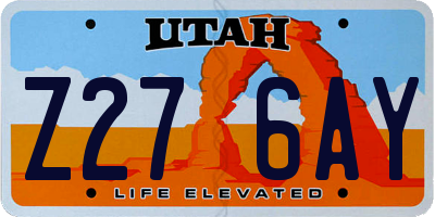 UT license plate Z276AY