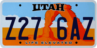 UT license plate Z276AZ
