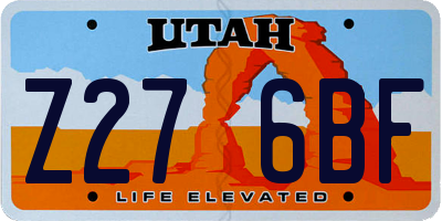UT license plate Z276BF