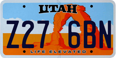 UT license plate Z276BN