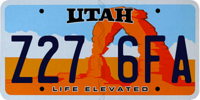 UT license plate Z276FA