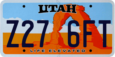 UT license plate Z276FT
