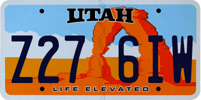 UT license plate Z276IW