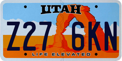 UT license plate Z276KN